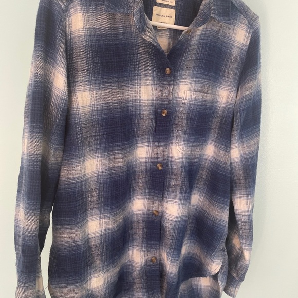 American Eagle Blue Ah-mazingly Soft Bf Flannel - Picture 2 of 4